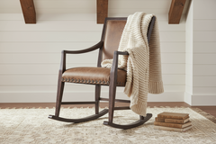 Dolly Timber "Quick Ship" Leather Rocking Accent Chair With Nail Trim