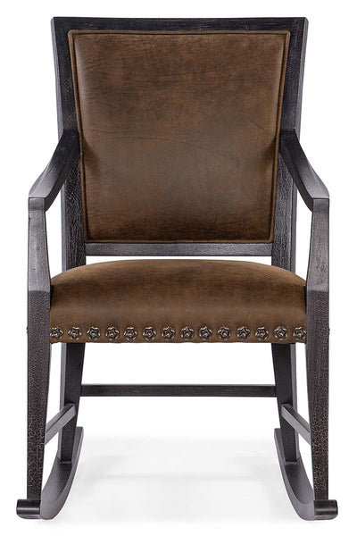 Dolly Timber "Quick Ship" Leather Rocking Accent Chair With Nail Trim