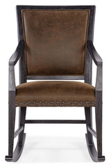 Dolly Timber "Quick Ship" Leather Rocking Accent Chair With Nail Trim