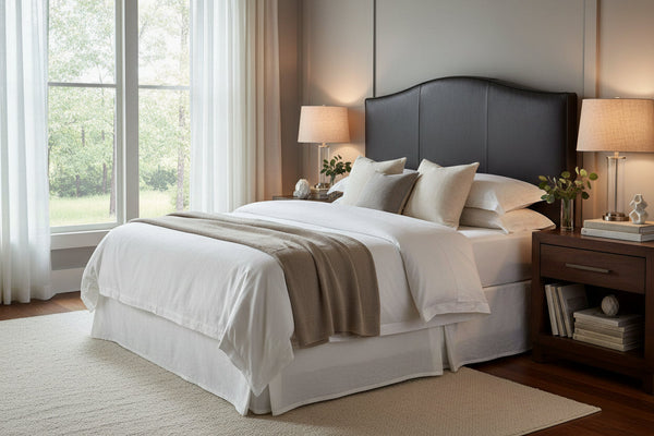 Donovan Arched Leather Camelback Headboard