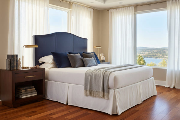 Donovan Arched Leather Camelback Headboard