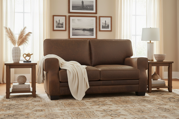 Dorsey Leather Key Arm Loveseat