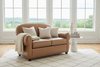 Image of Edison Art Deco Leather Rounded Back Cigar 2 Seat Loveseat