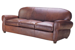 Edison XL 96 Inch Leather Tight Back Art Deco Cigar Club Sofa