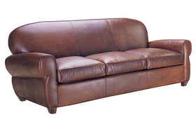 Edison XL 93 Inch Leather Tight Back Art Deco Cigar Club Sofa