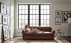 Edison XL 96 Inch Leather Tight Back Art Deco Cigar Club Sofa