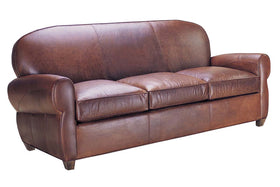 Edison 83 Inch Leather Tight Back Art Deco Cigar Club Sofa