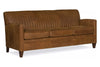 Image of Edwin 78 Inch Transitional Three Cushion Channeled Back Leather Sofa