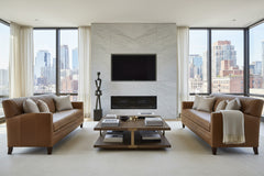Edwin 78 Inch Single Bench Seat Transitional Channeled Back Leather Sofa