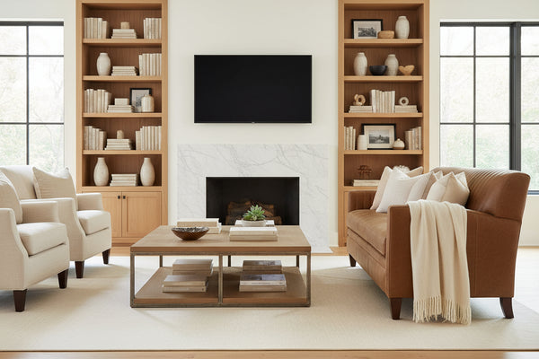 Edwin Transitional Leather 8-Way Hand Tied Furniture Collection