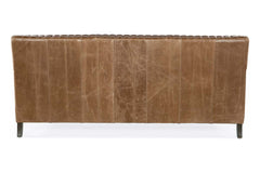 Edwin 78 Inch Single Bench Seat Transitional Channeled Back Leather Sofa