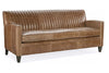 Image of Edwin 78 Inch Single Bench Seat Transitional Channeled Back Leather Sofa