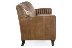Edwin 78 Inch Single Bench Seat Transitional Channeled Back Leather Sofa