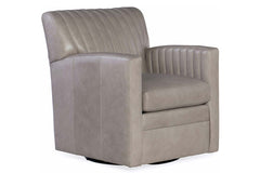 Edwin Transitional Leather Swivel Club Chair