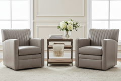 Edwin Transitional Leather Swivel Club Chair