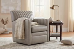 Edwin Transitional Leather Swivel Club Chair