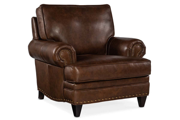 Elgred "Quick Ship" Traditional Leather Pillow Back Club Chair