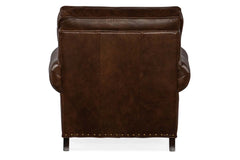 Eldred French Roast "Quick Ship" Traditional Leather Pillow Back Club Chair
