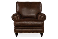 Eldred French Roast "Quick Ship" Traditional Leather Pillow Back Club Chair