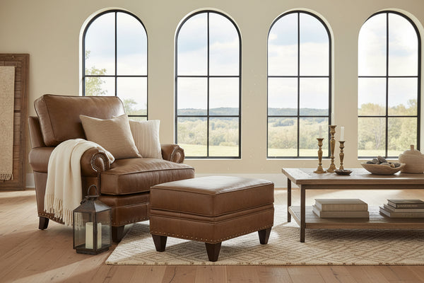 Eldred Sable "Quick Ship" Traditional Leather Pillow Back Club Chair