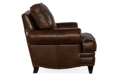 Eldred French Roast "Quick Ship" Traditional Leather Pillow Back Club Chair