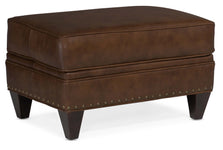 Eldred "Quick Ship" Traditional Top Grain Leather Pillow Top Ottoman