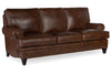 Image of Eldred 87 Inch "Quick Ship" Traditional Top Grain Leather Pillow Back Sofa