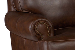 Eldred 87 Inch French Roast "Quick Ship" Traditional Top Grain Leather Pillow Back Sofa