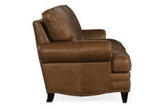 Eldred 87 Inch Sable "Quick Ship" Traditional Top Grain Leather Pillow Back Sofa