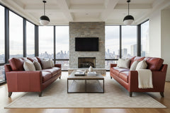 Ellis 79 Inch Apartment Three Cushion Pillow Back Leather Sofa