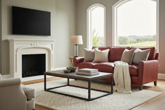 Ellis 79 Inch Apartment Three Cushion Pillow Back Leather Sofa