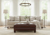 Emerson 44 Inch Long Button Tufted Leather Upholstered Coffee Table Ottoman