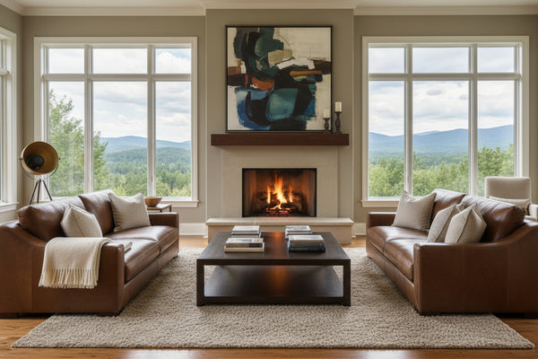 Emmett 96 Inch Contemporary Leather Track Arm Sofa