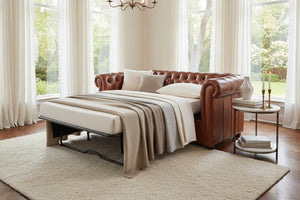 Empire 84 Inch Full Studio Chesterfield Leather Sleeper Sofa