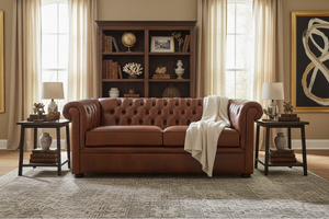 Empire Leather Chesterfield Tufted Loveseat