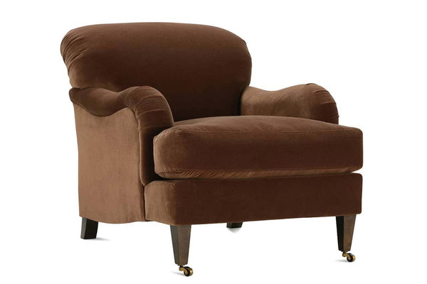 Essie English Roll Arm Fabric Accent Chair