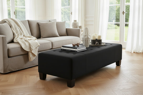 Ethan 60 Inch Long Extra Large Upholstered Coffee Table Ottoman