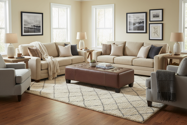 Ethan 60 Inch Long Extra Large Upholstered Coffee Table Ottoman