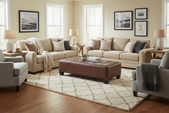 Ethan 60 Inch Long Extra Large Upholstered Coffee Table Ottoman