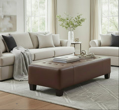 Ethan 60 Inch Long Extra Large Upholstered Coffee Table Ottoman