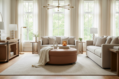 Evan 36", 40", 44", Or 48" Inch Round Leather Ottoman (4 Sizes Available)