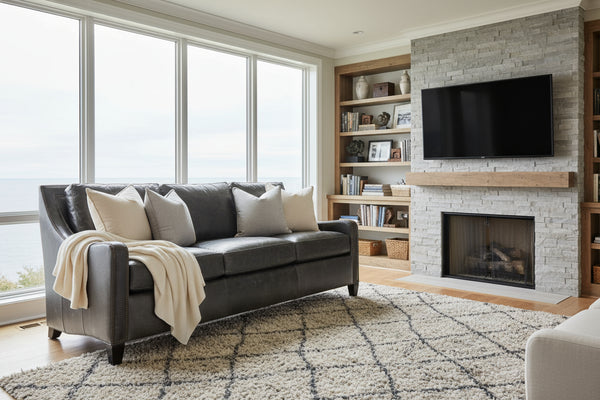 Everett 81 Inch Apartment Size Leather Sofa