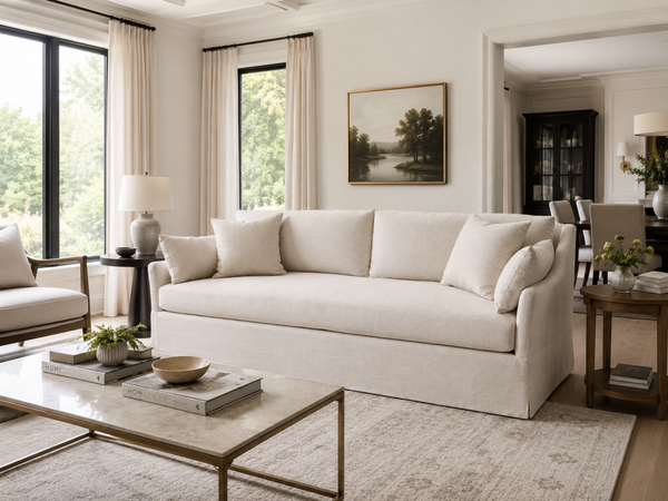 Maisie 95 Inch "Quick Ship" Sloping Track Arm Sofa
