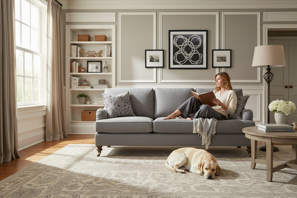 Kristen 86 Inch Upholstered English Arm Three Seat Sofa