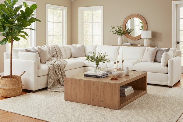 Faith 3 Piece Oversized Deep Seated Fabric Chaise Sectional Sofa (As Configured)