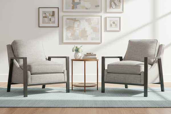 Angie Fabric Chair With Burnished Steel Metal Frame