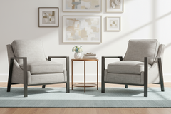 Angie Fabric Chair With Burnished Steel Metal Frame