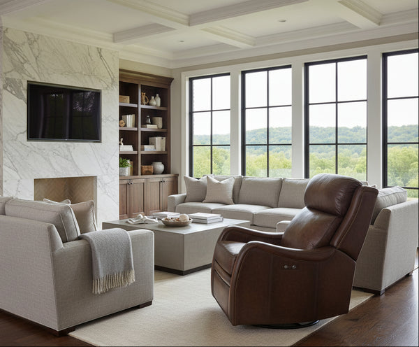 Fairmont "Ready To Ship" POWER Swivel / Glider Leather Recliner