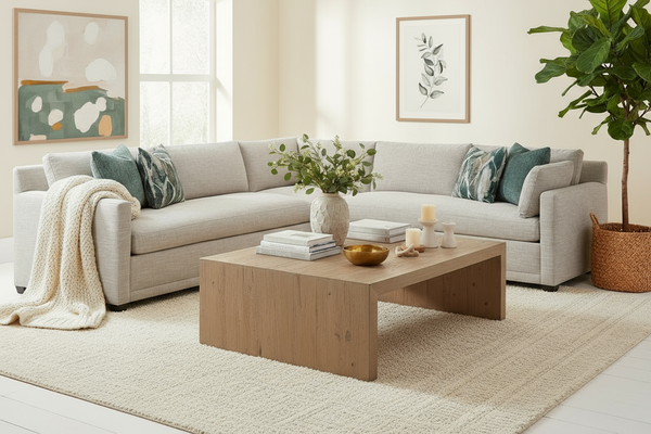 Faith Bench Seat Track Arm Fabric Sectional