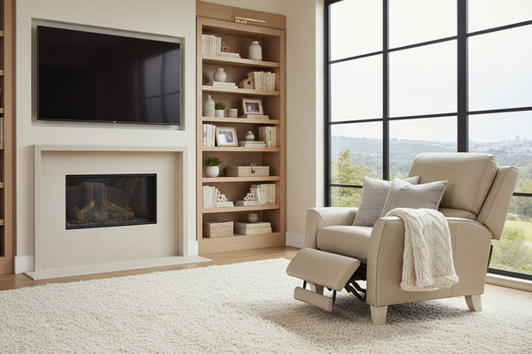 Farrell Stone Leather Dual Power "Quick Ship" Transitional Recliner